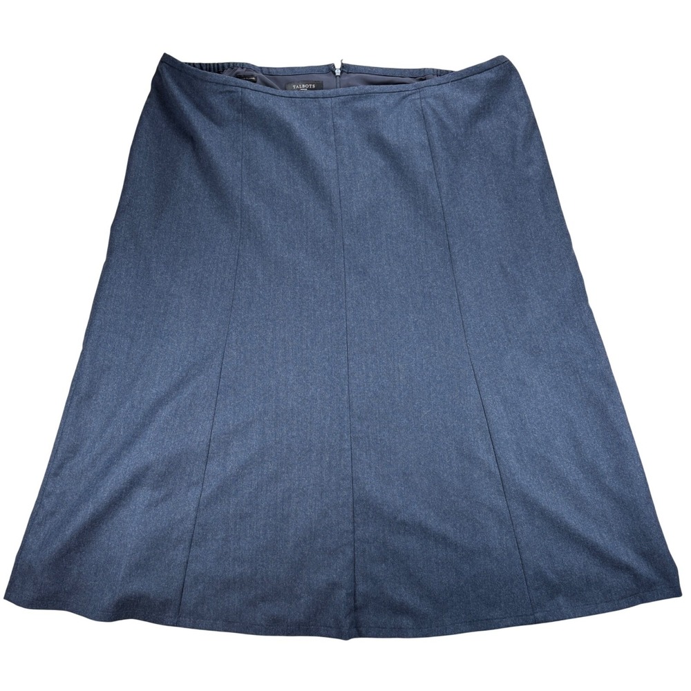 Talbots A-Line Skirt Women 22W Blue Wool Blend Italian Flannel Career‎ Comfy